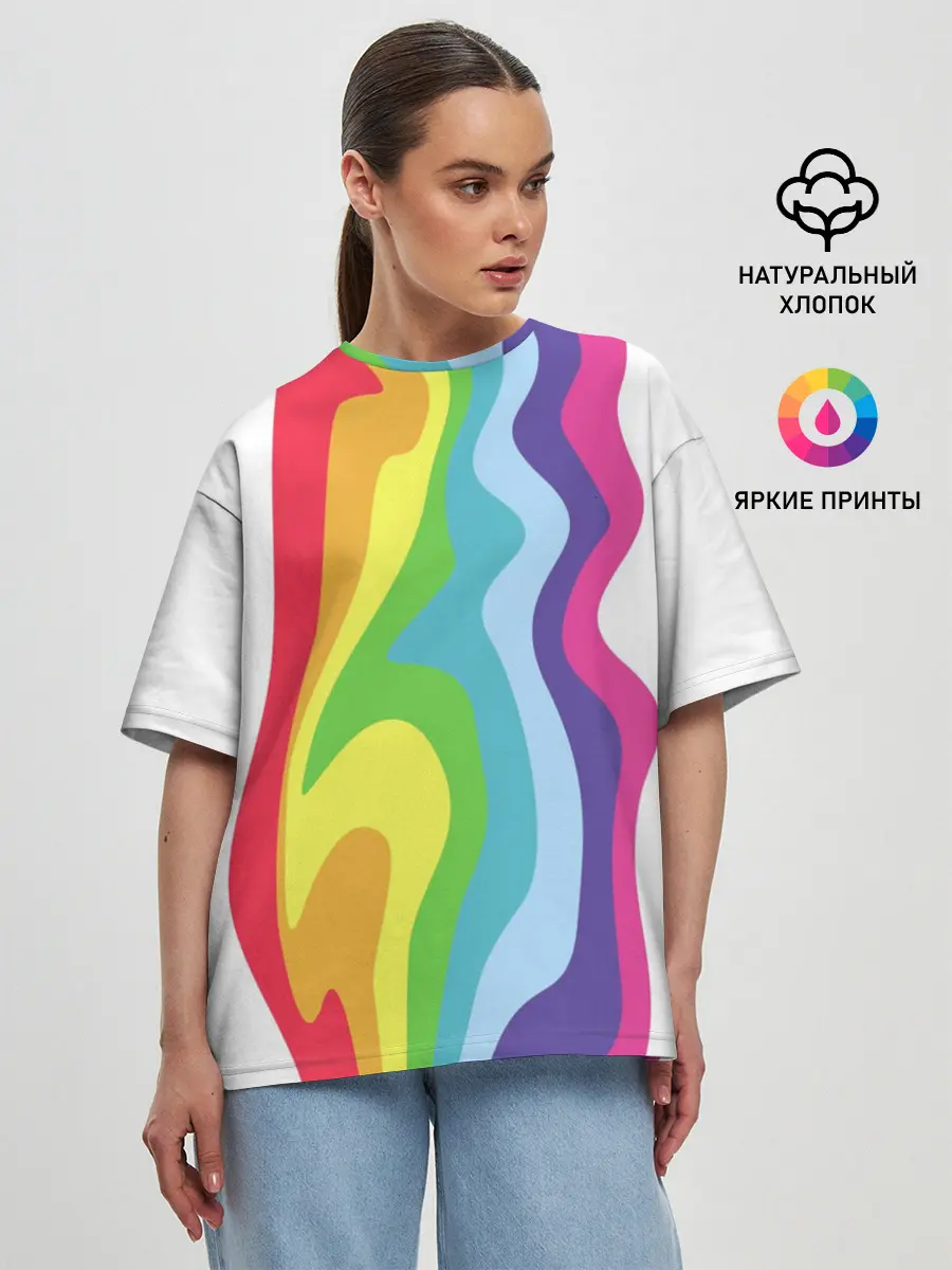 Женская футболка оверсайз / Радуга