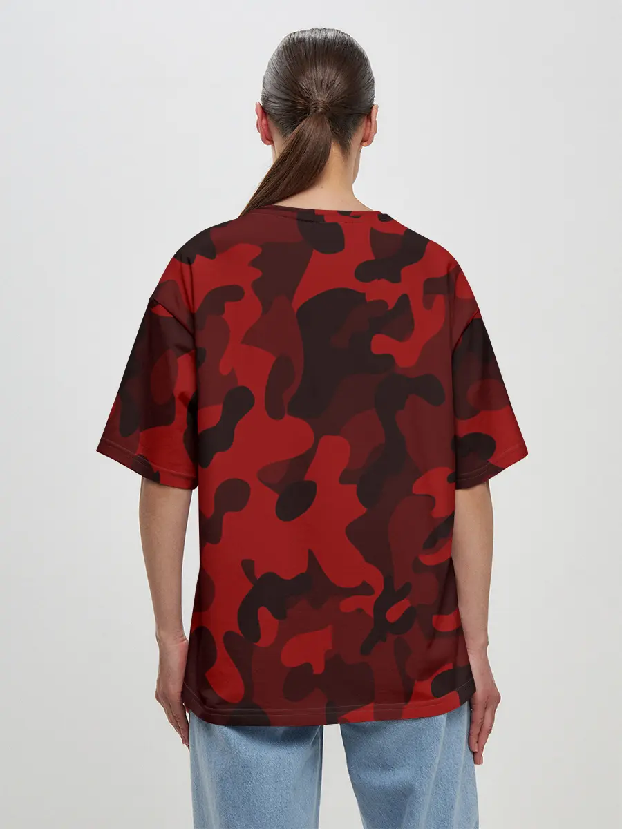 Женская футболка оверсайз / RED MILITARY | КРАСНЫЙ КАМУФЛЯЖ