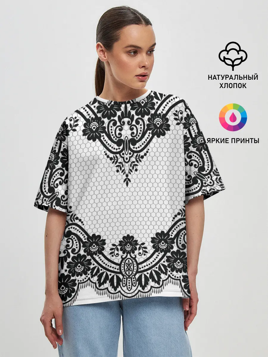 Женская футболка оверсайз / КРУЖЕВА | WEAVING