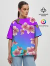 Женская футболка оверсайз / САКУРА ВИШНЯ