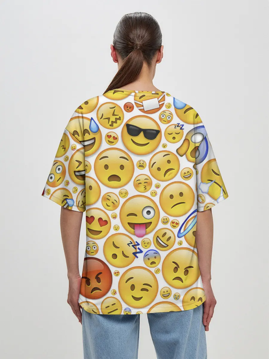 Женская футболка оверсайз / Смайлы.