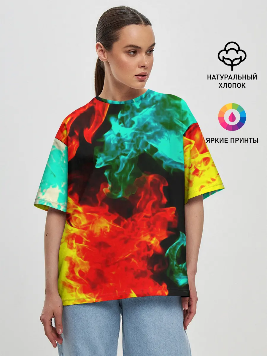Женская футболка оверсайз / БИТВА ОГНЕЙ