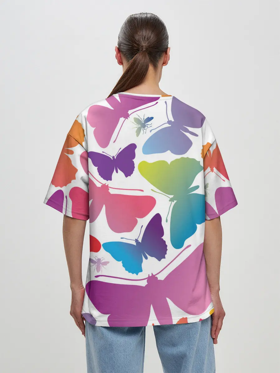 Женская футболка оверсайз / БАБОЧКИ ПАТТЕРН | BUTTERFLY PATTERN
