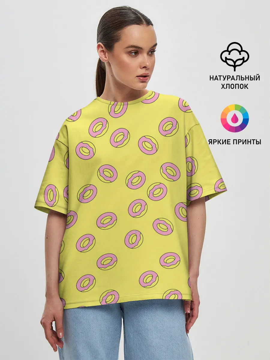 Женская футболка оверсайз / Пончики Донатс.
