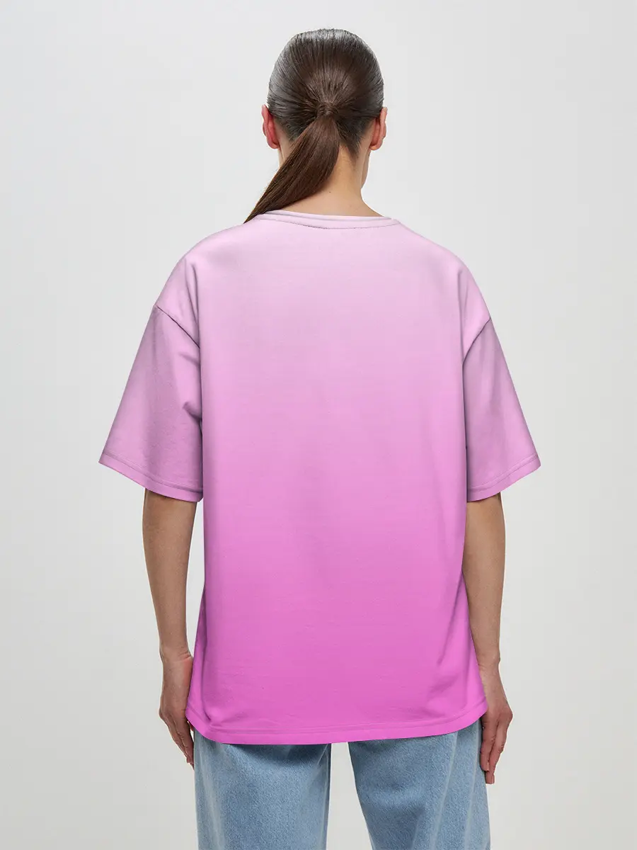 Женская футболка оверсайз / Розовая лапка с подушечками