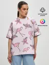 Женская футболка оверсайз / Розовый фламинго
