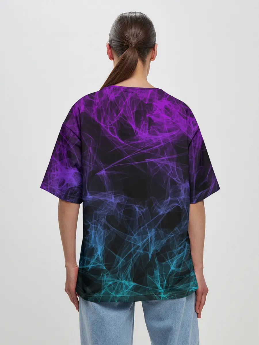Женская футболка оверсайз / NEON SMOKES STRIPES | НЕОНОВЫЕ ВОЛНЫ