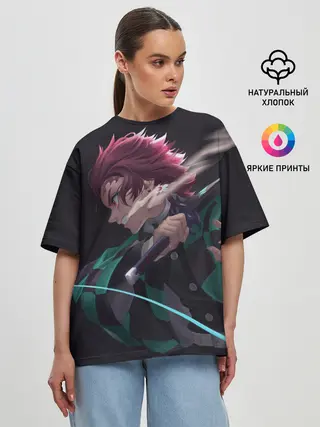 Женская футболка оверсайз / Рассекая ночь