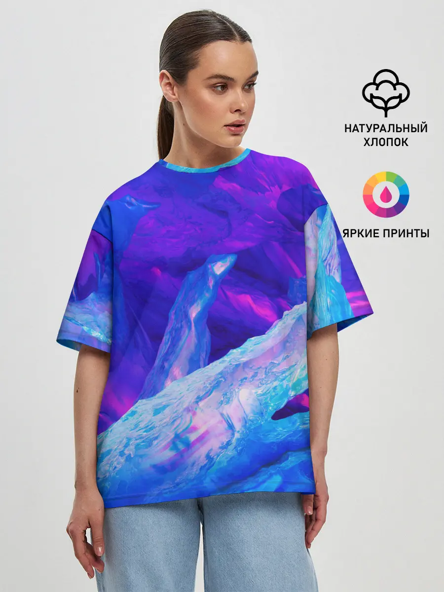 Женская футболка оверсайз / ЛЕДЯНОЙ НЕОН