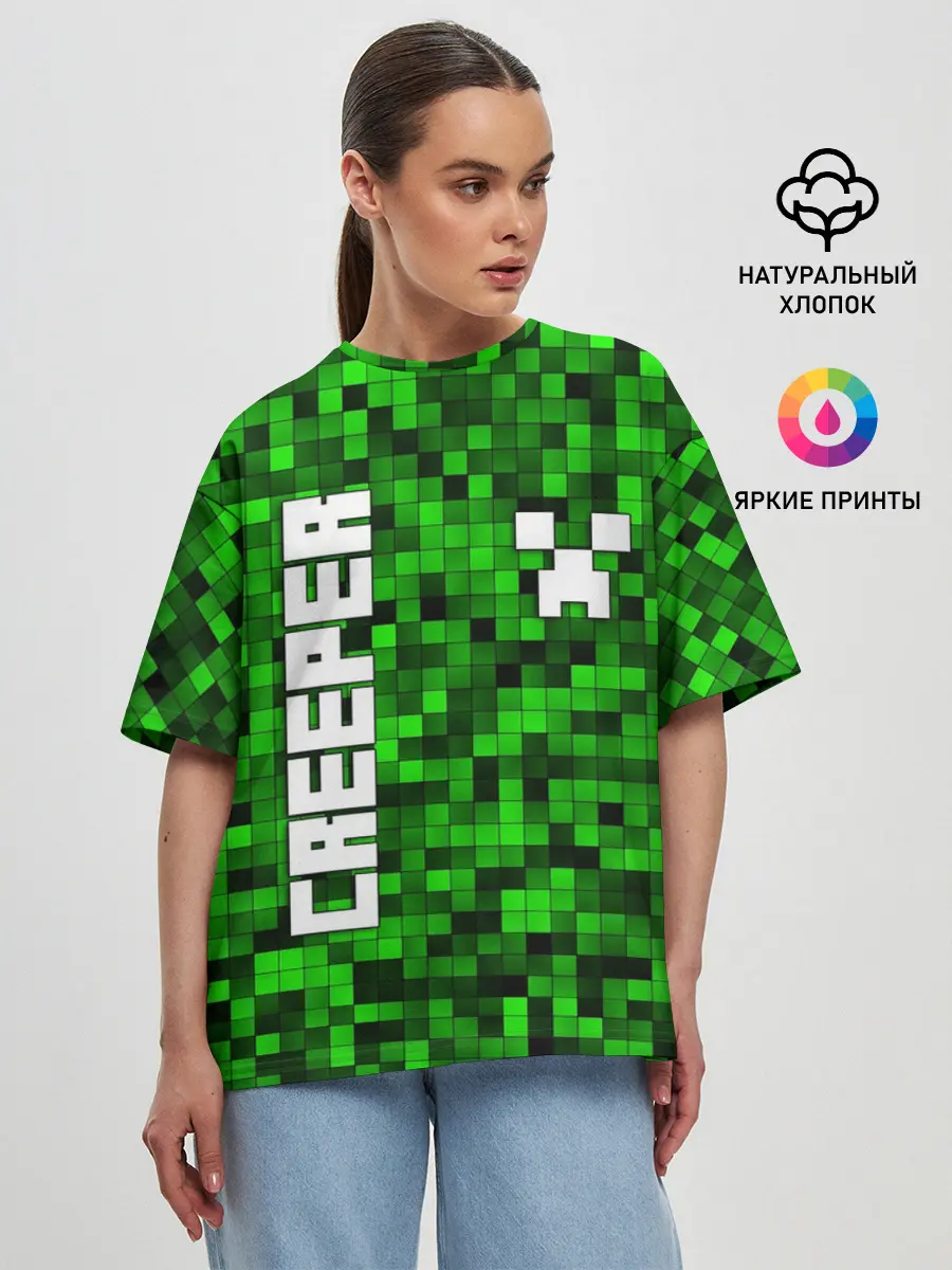 Женская футболка оверсайз / MINECRAFT CREEPER