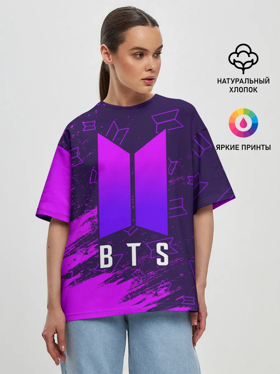 Женская футболка оверсайз / BTS / БТС