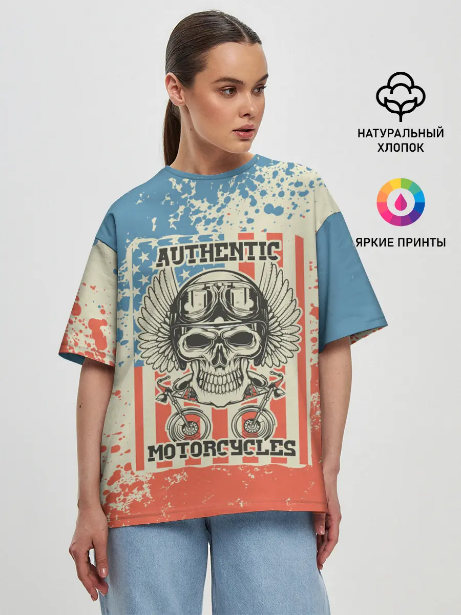 Женская футболка оверсайз / Authentic Motorcycle