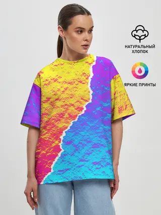 Женская футболка оверсайз / Цветные переливы