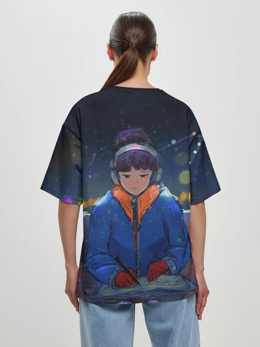 Женская футболка оверсайз / Зима