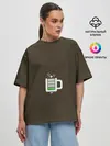 Женская футболка оверсайз / Батарейка заряд чашка кофе