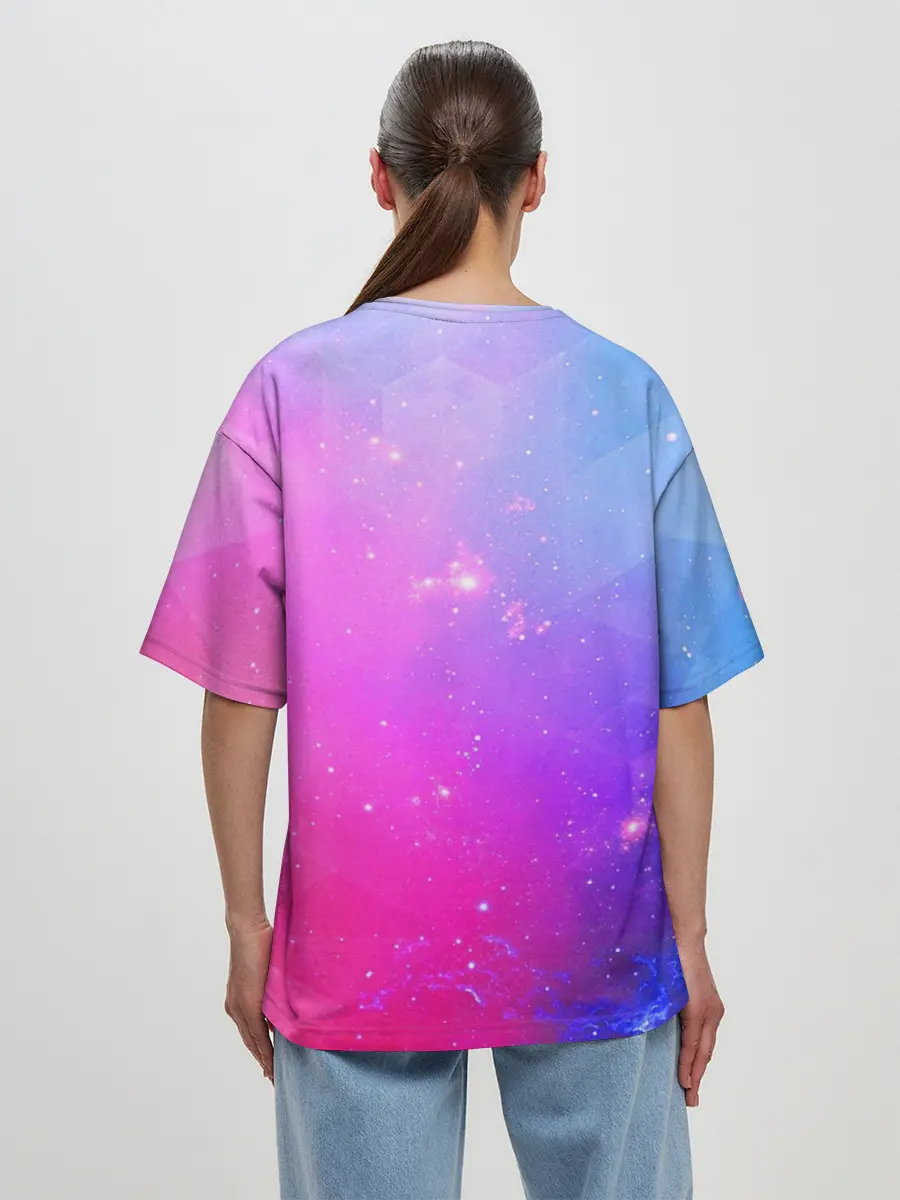 Женская футболка оверсайз / Котик На Луне