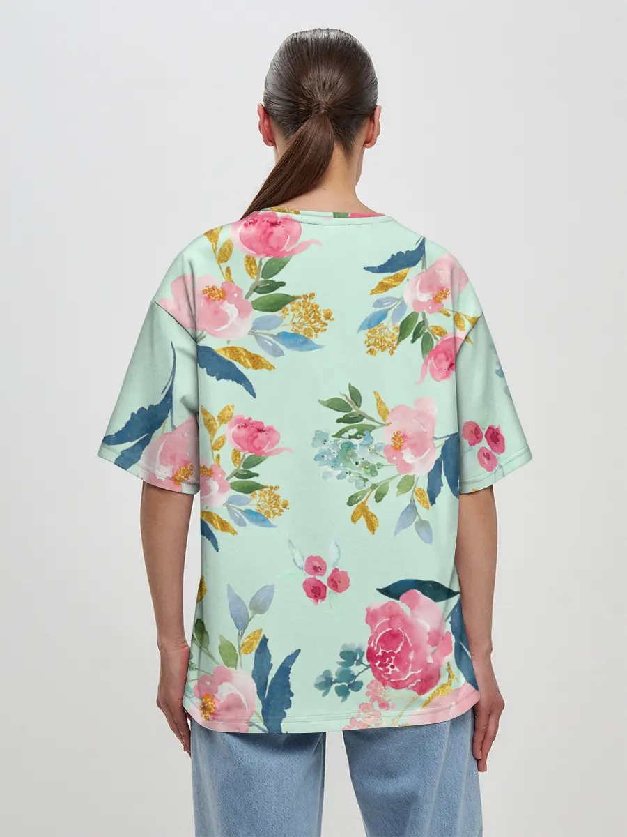 Женская футболка оверсайз / Цветы