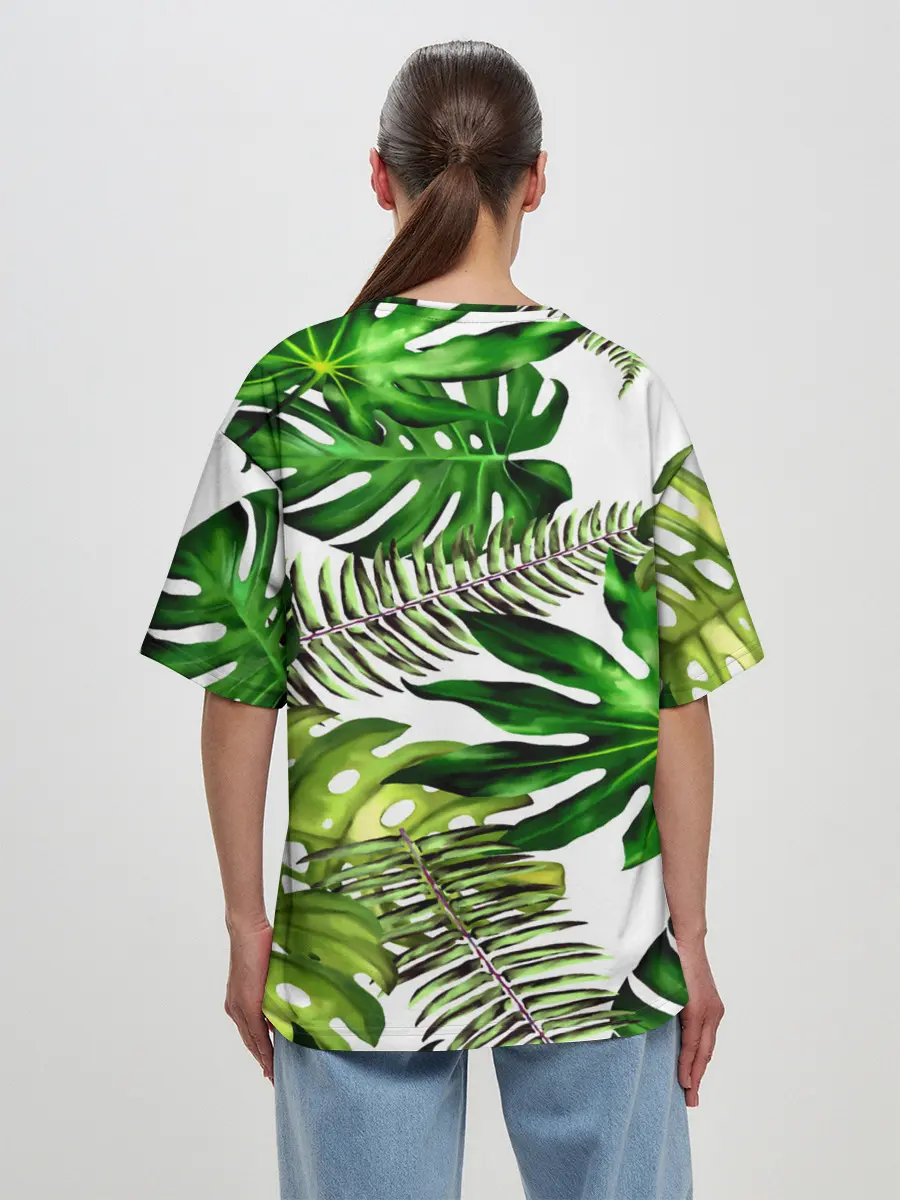 Женская футболка оверсайз / ГАВАЙСКИЕ ЛИСТЬЯ