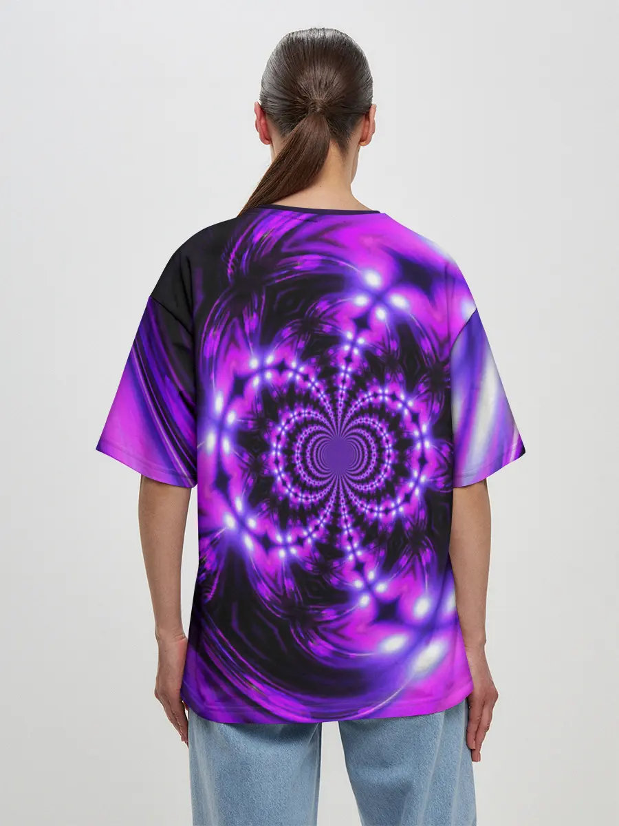 Женская футболка оверсайз / НЕОНОВЫЙ ФРАКТАЛ