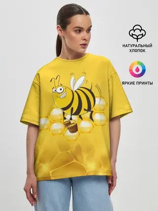 Женская футболка оверсайз / Лето. Пчелы. Мед