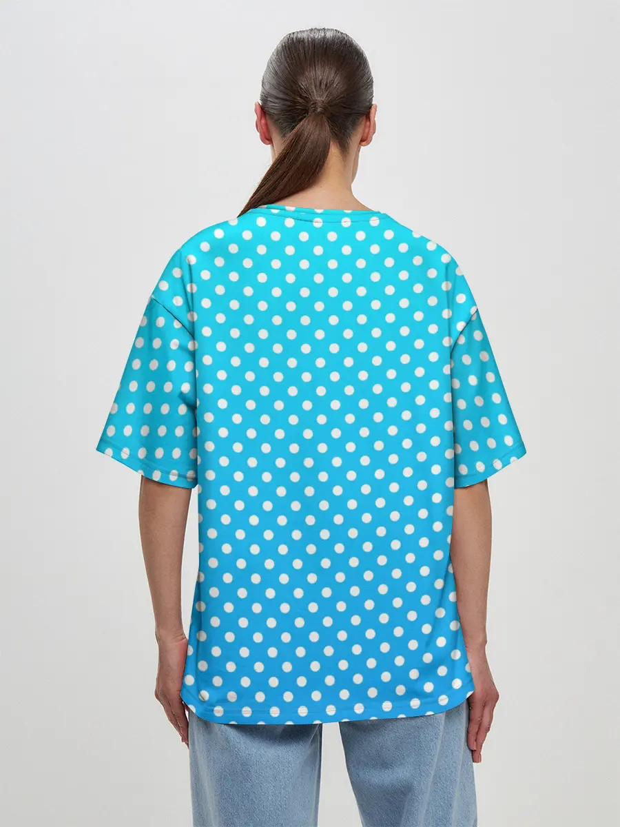 Женская футболка оверсайз / Белые кружки