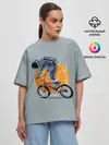 Женская футболка оверсайз / Космический велосипедист