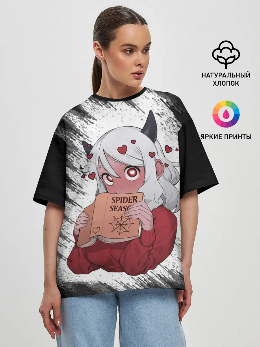 Женская футболка оверсайз / Малина очерк Helltaker