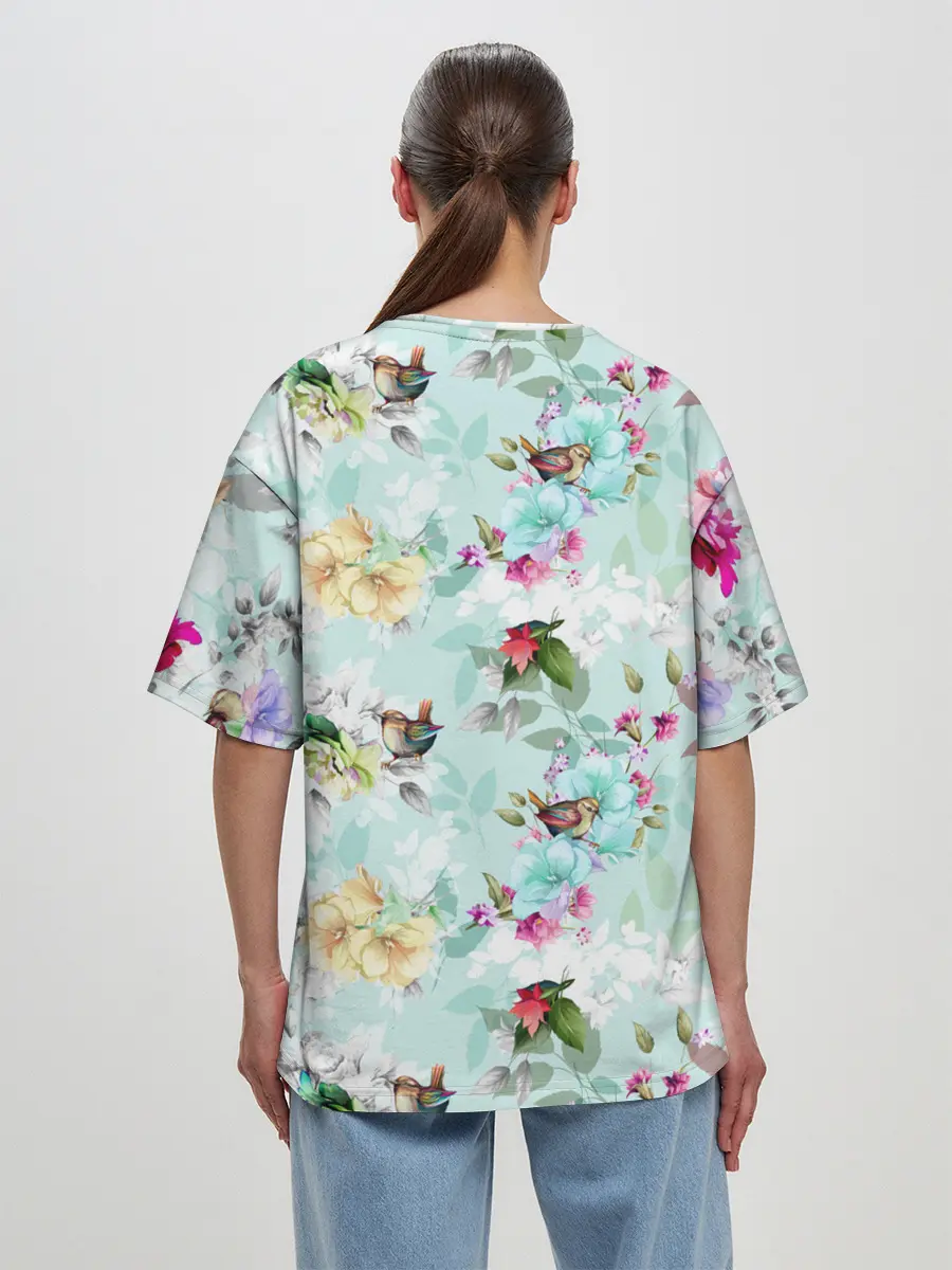 Женская футболка оверсайз / Весенние цветы