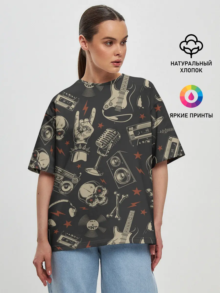 Женская футболка оверсайз / Spotify Рок Черепа