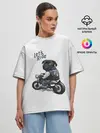Женская футболка оверсайз / Pug Rider | Байкер Мопс