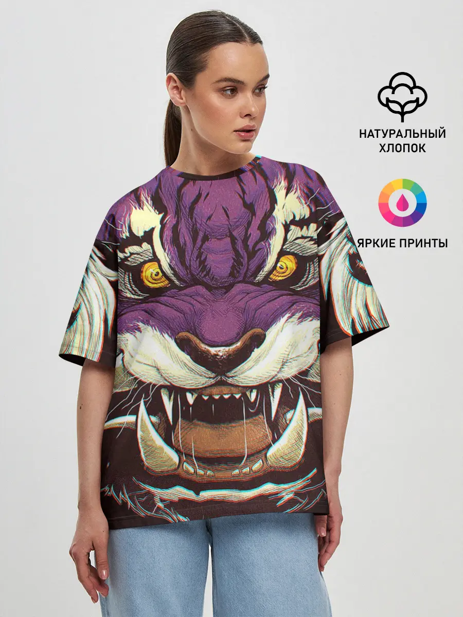 Женская футболка оверсайз / Маска тигра