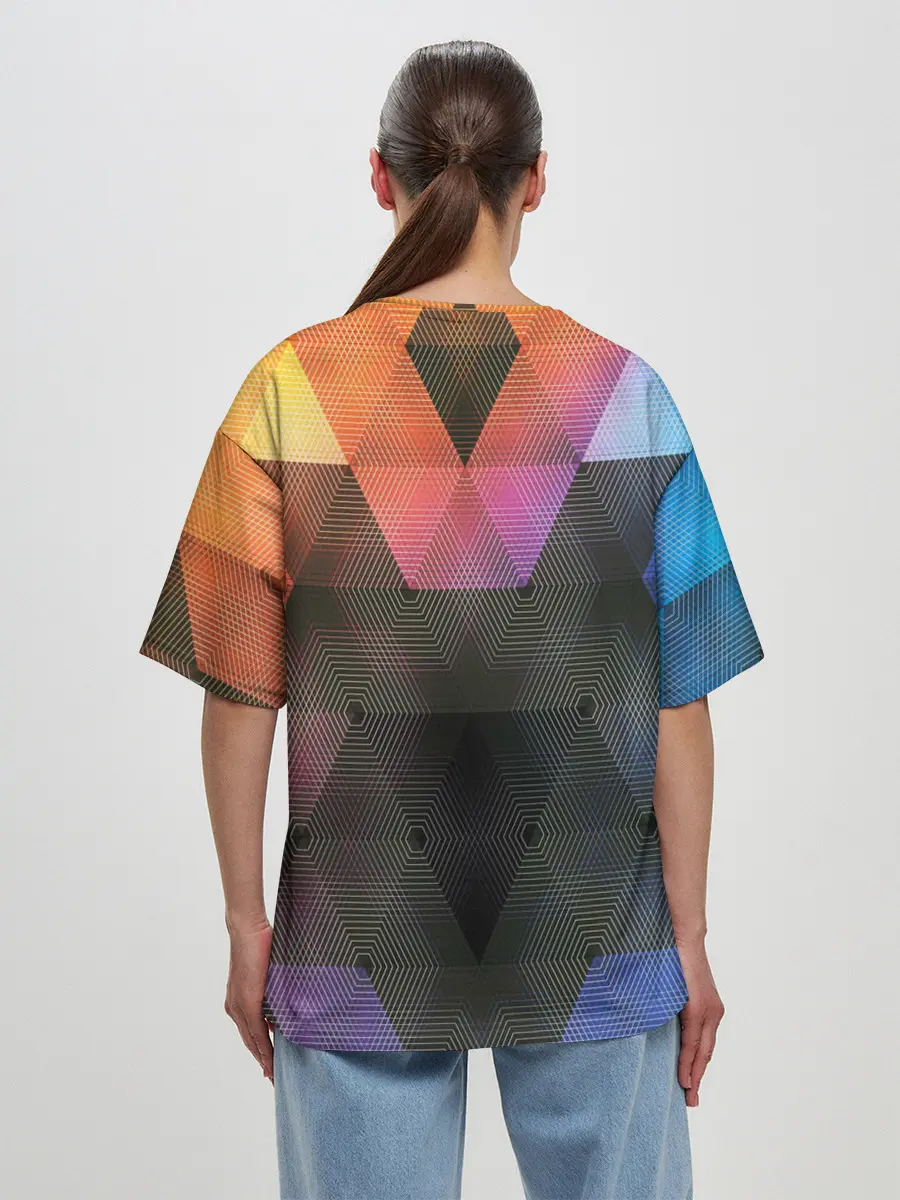 Женская футболка оверсайз / ТРЕУГОЛЬНИКИ АБСТРАКЦИЯ УЗОРЫ