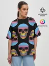 Женская футболка оверсайз / Neon skull