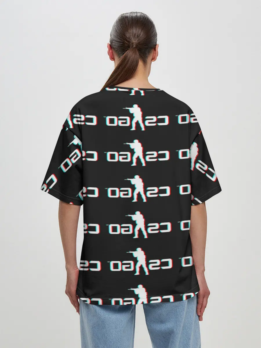 Женская футболка оверсайз / CSGO GLITCH LOGO