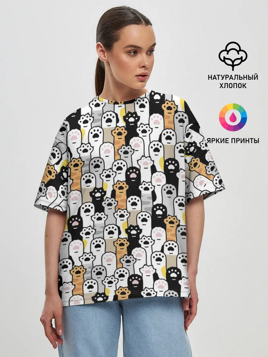 Женская футболка оверсайз / ЛАПКИ