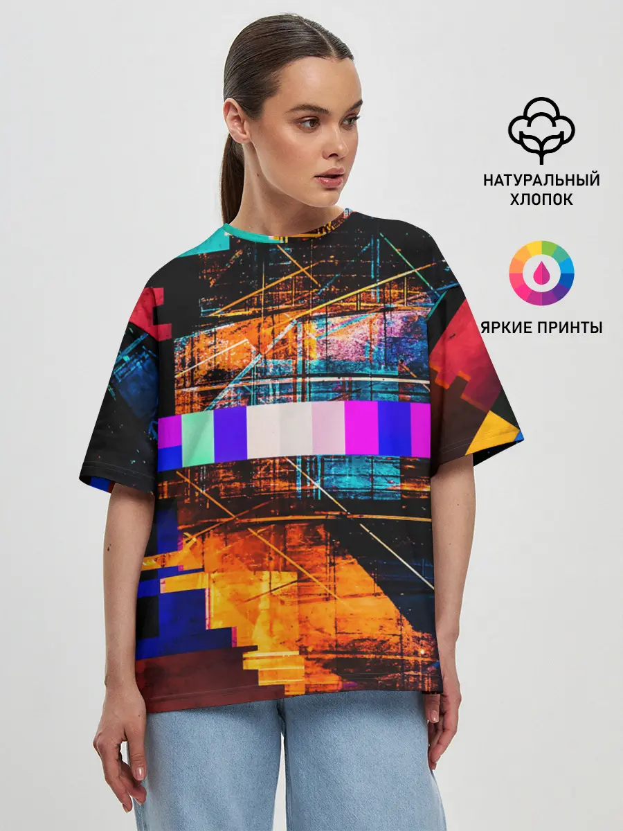 Женская футболка оверсайз / ПОМЕХИ