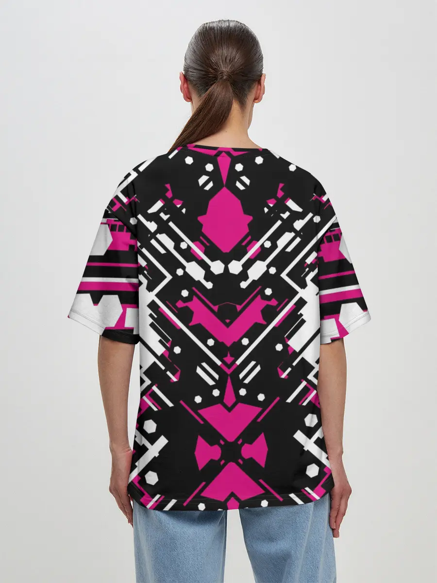 Женская футболка оверсайз / КИБЕРПАНК,ФАНТАСТИКА,КРАСНЫЙ