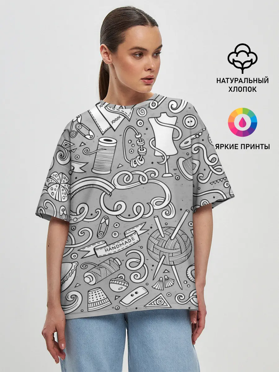Женская футболка оверсайз / handmade