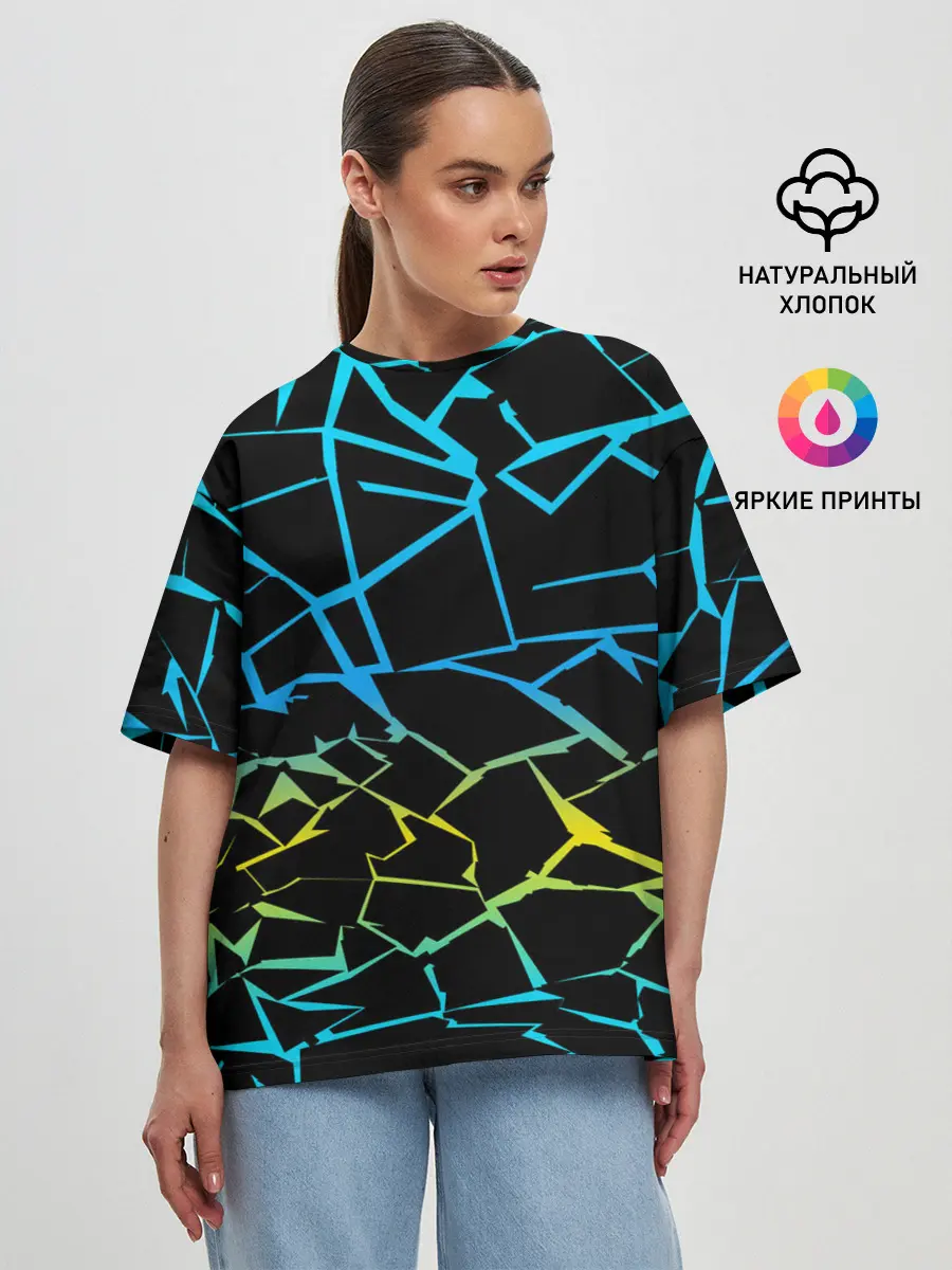 Женская футболка оверсайз / НЕОНОВЫЙ ГРАДИЕНТ