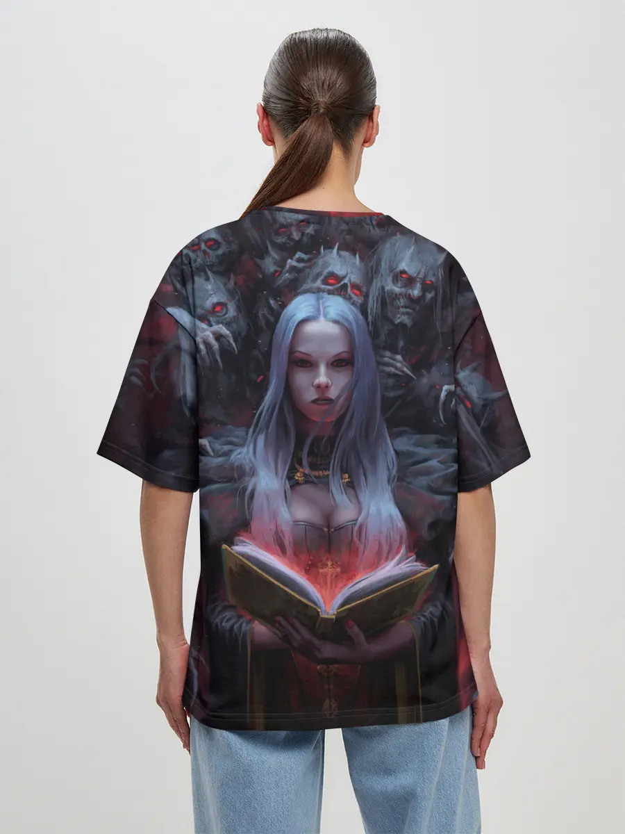 Женская футболка оверсайз / Demonic book