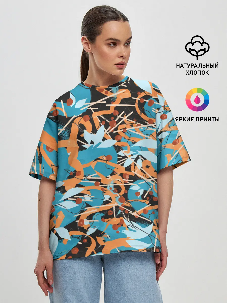 Женская футболка оверсайз / Яркие линии