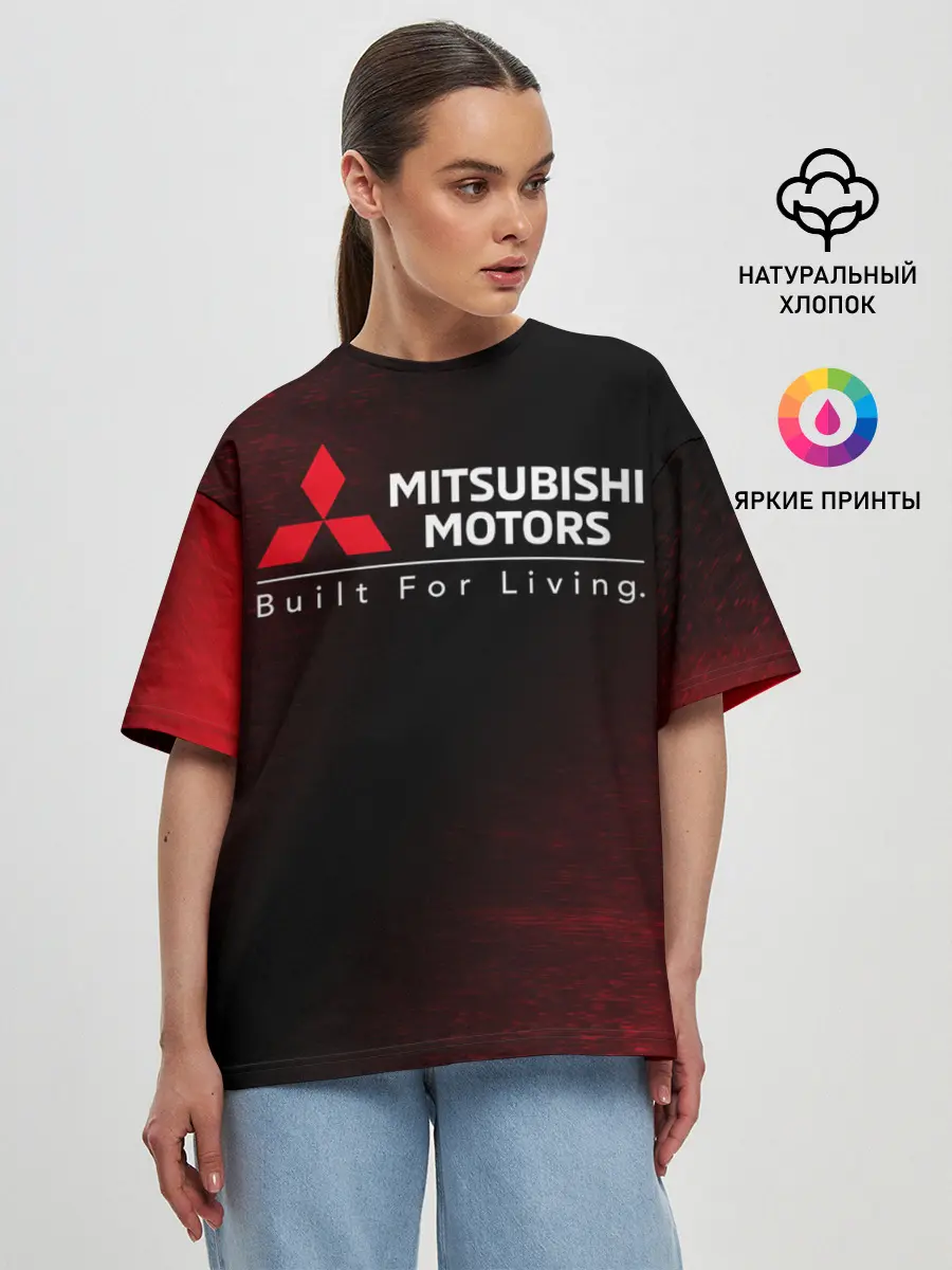 Женская футболка оверсайз / MITSUBISHI / МИТСУБИСИ