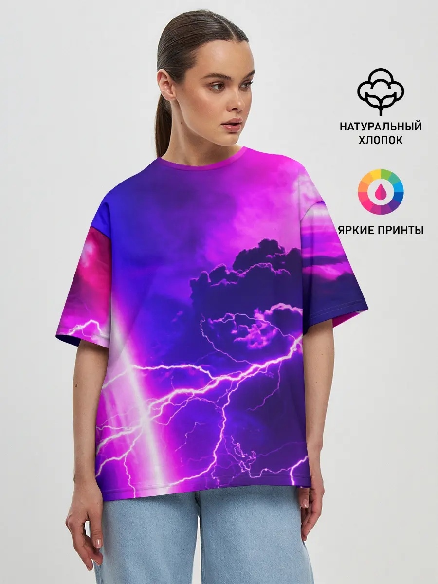 Женская футболка оверсайз / Гроза