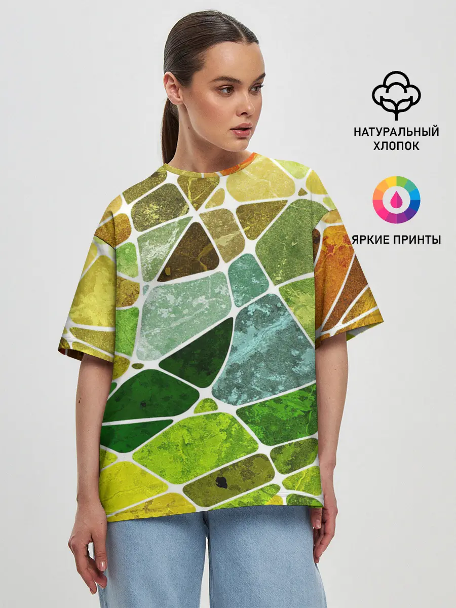 Женская футболка оверсайз / Мозаика