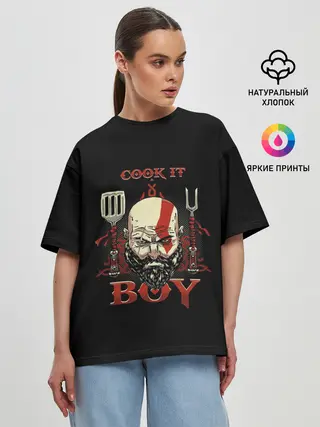 Женская футболка оверсайз / God of War. Cook it Boy
