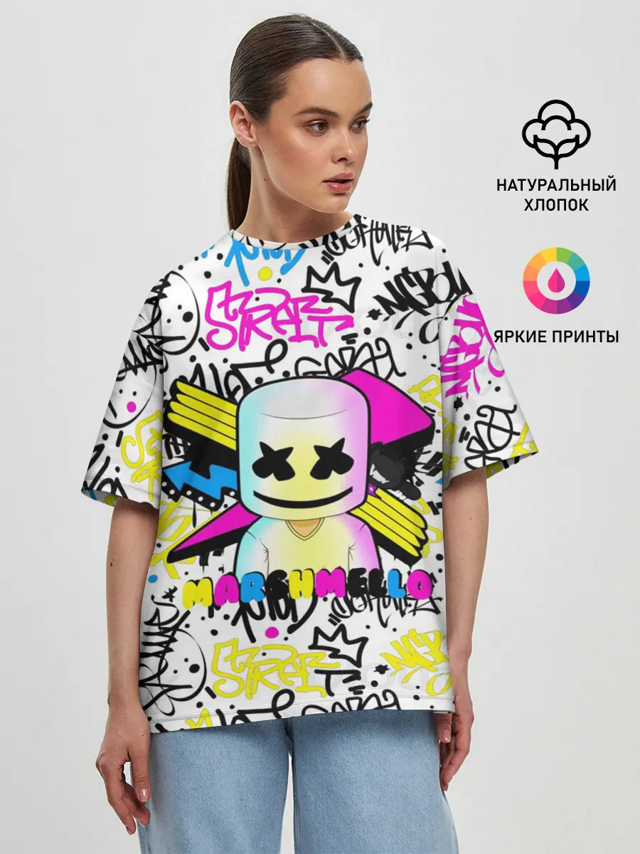 Женская футболка оверсайз / MARSHMELLO