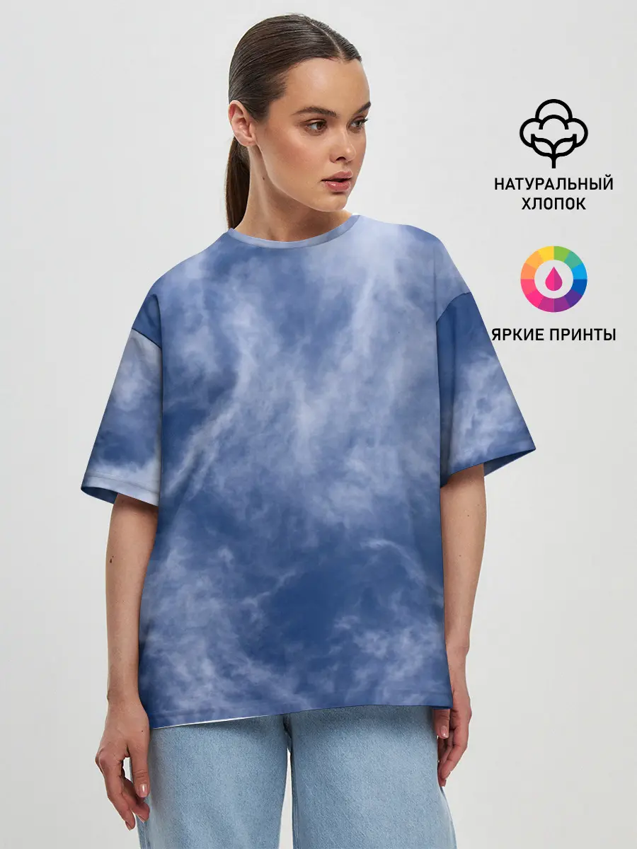 Женская футболка оверсайз / Облака в небе