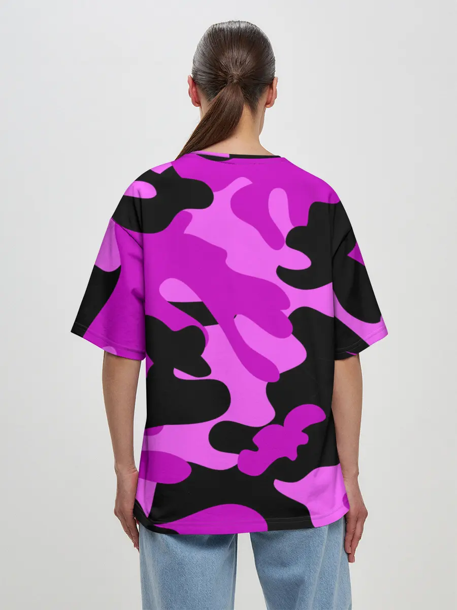 Женская футболка оверсайз / Цветной камуфляж