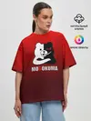 Женская футболка оверсайз / monokuma на красном градиенте