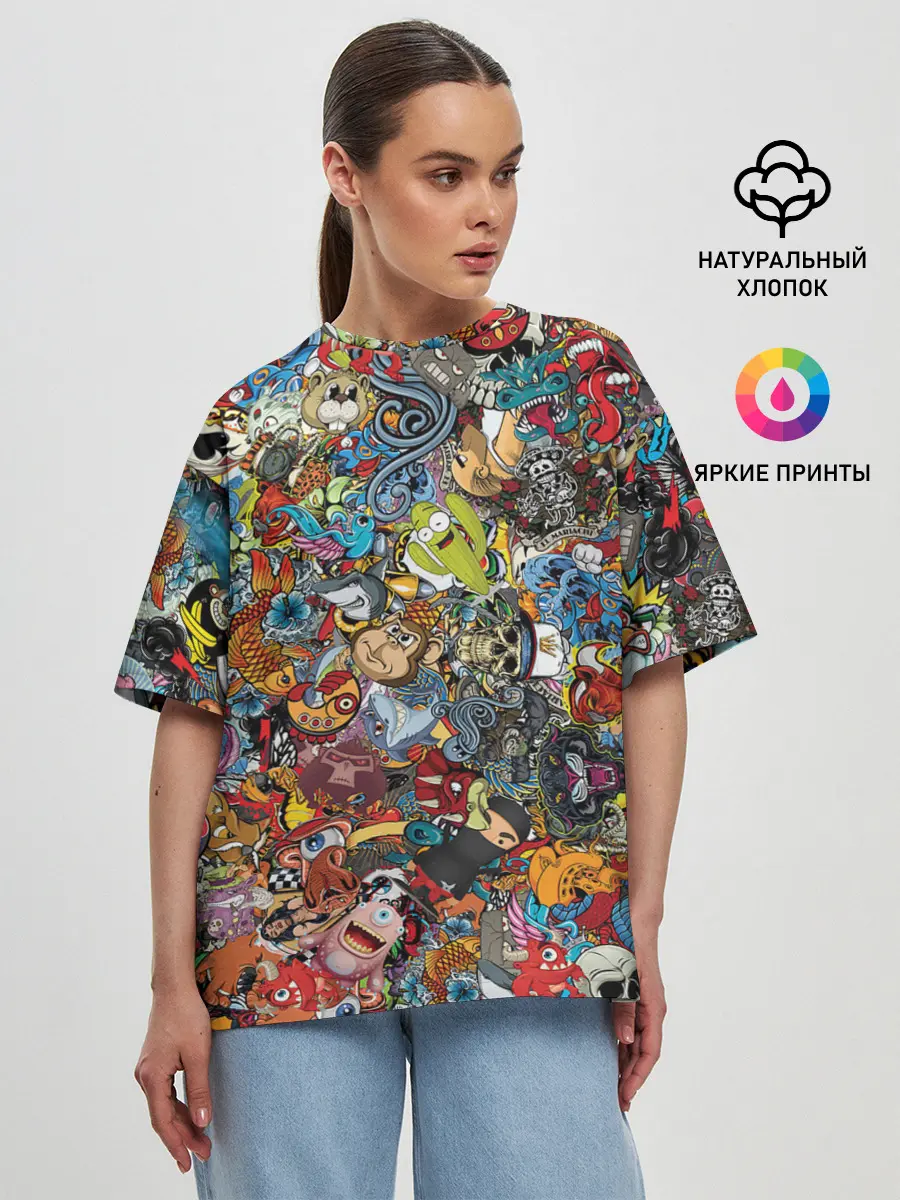 Женская футболка оверсайз / Стикеры